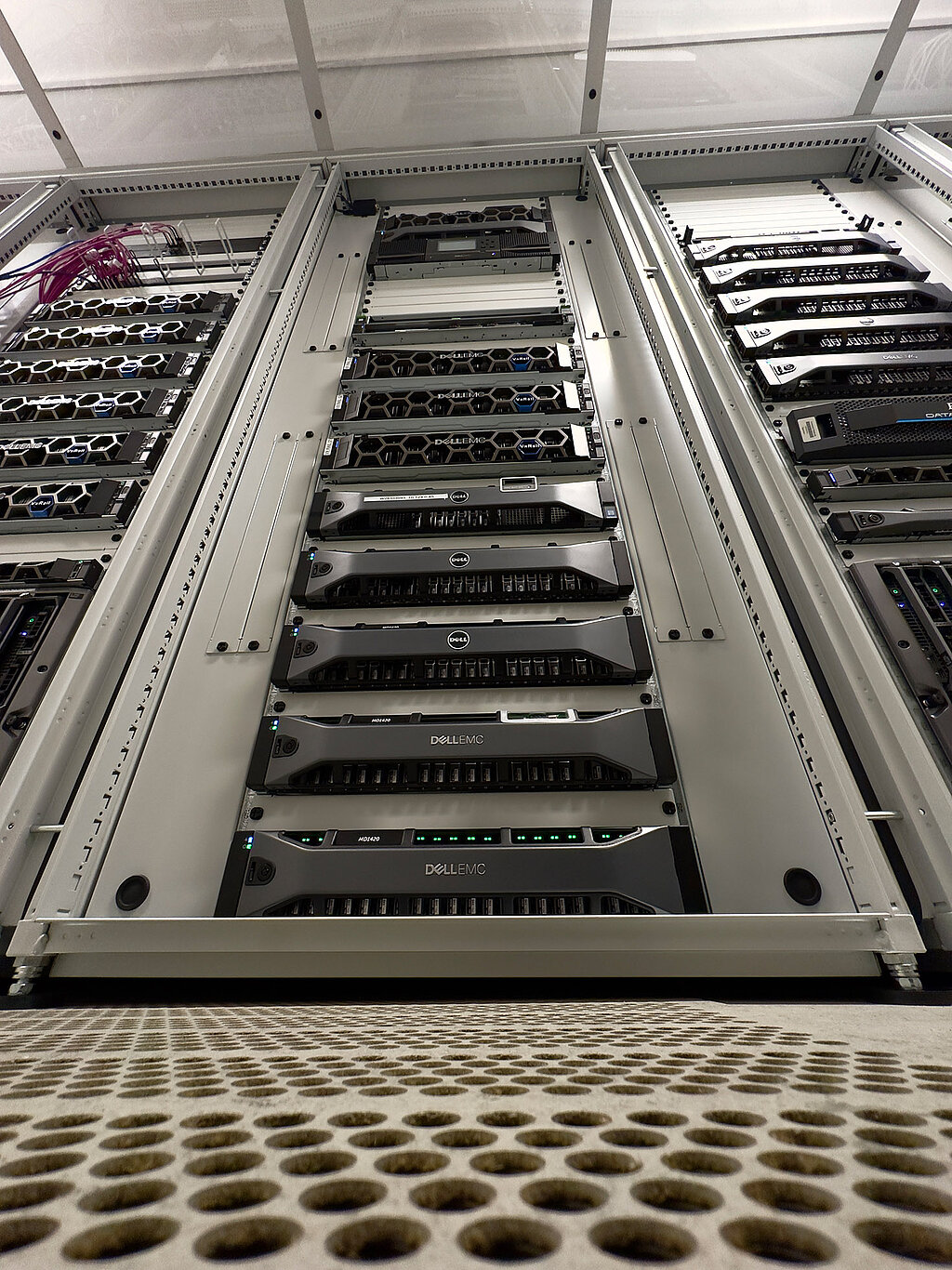 Server rack, view from below
