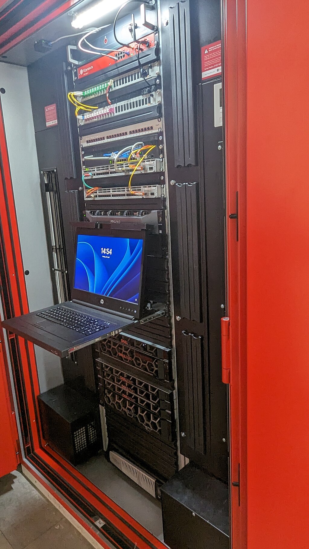 Data center of dy-Pack with laptop, open