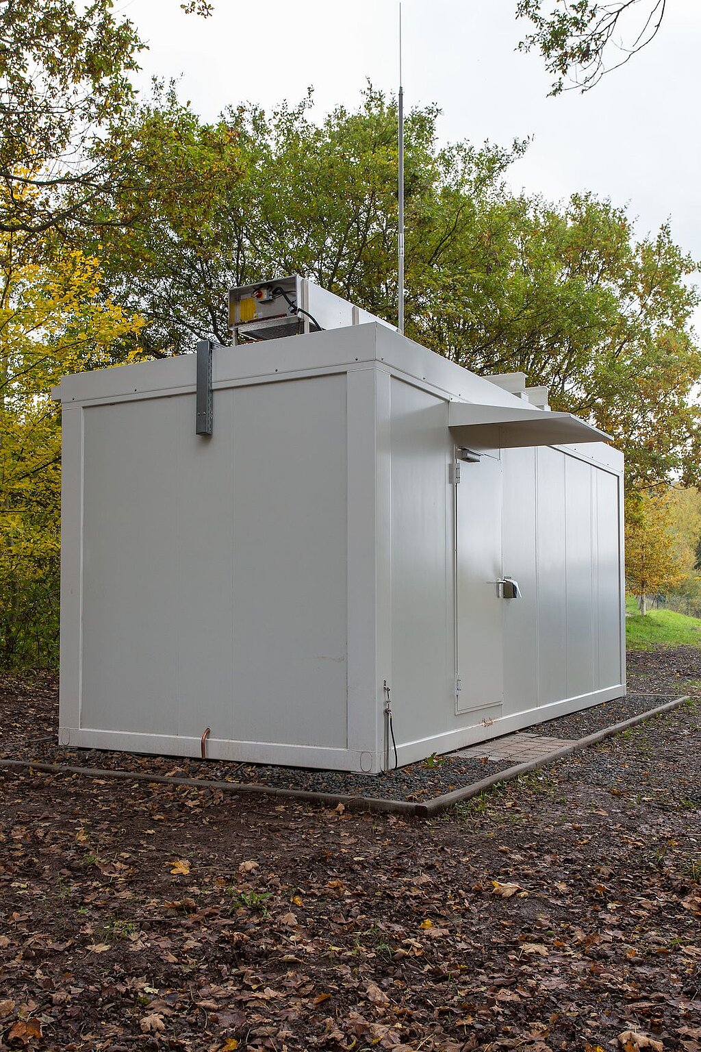 White data center freestanding, built on greenfield site