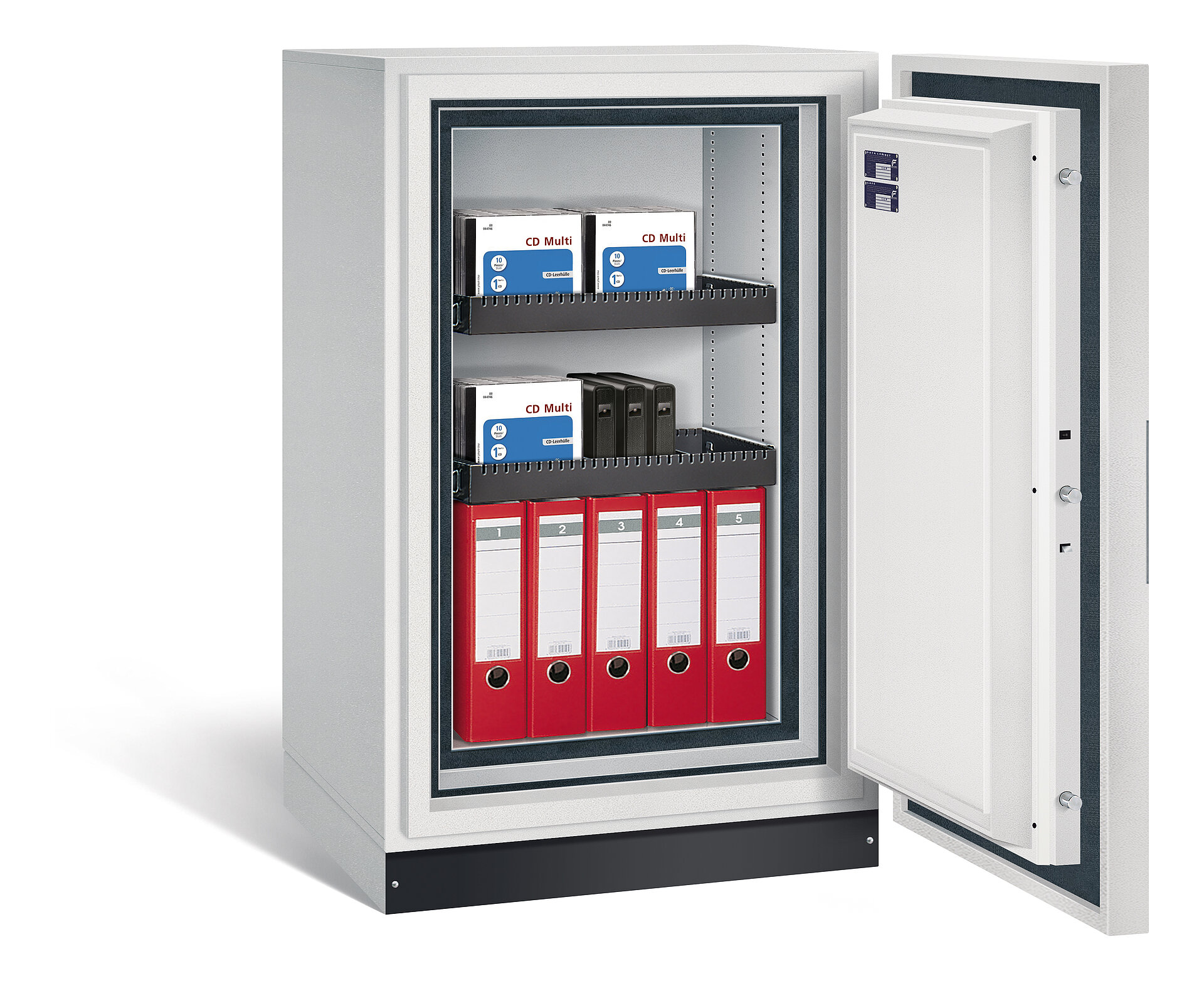 DataSafe SE13 gefüllt mit roten Ordnern und Boxen