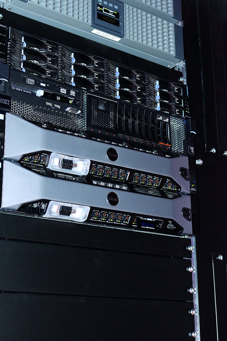 Interior view of a server rack