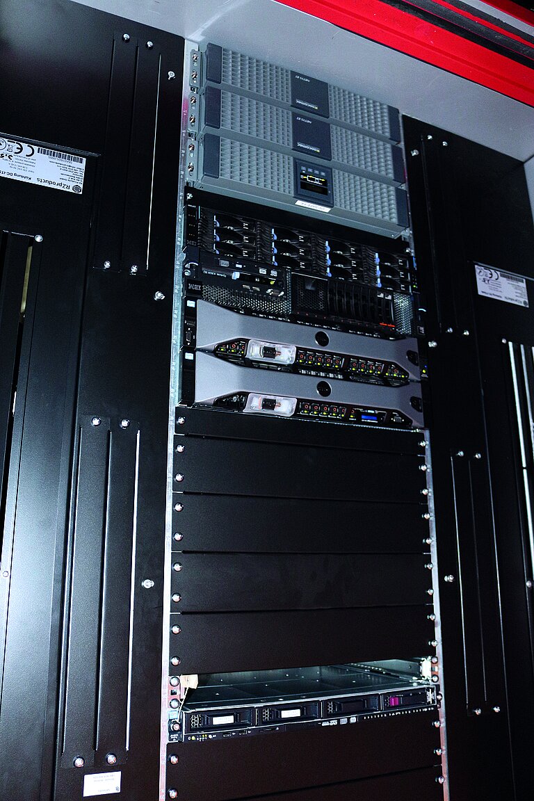 Interior view of a server rack