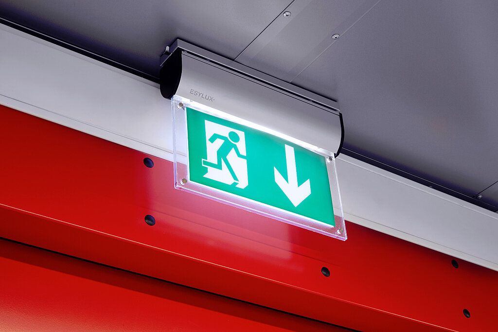 emergency exit sign, side view