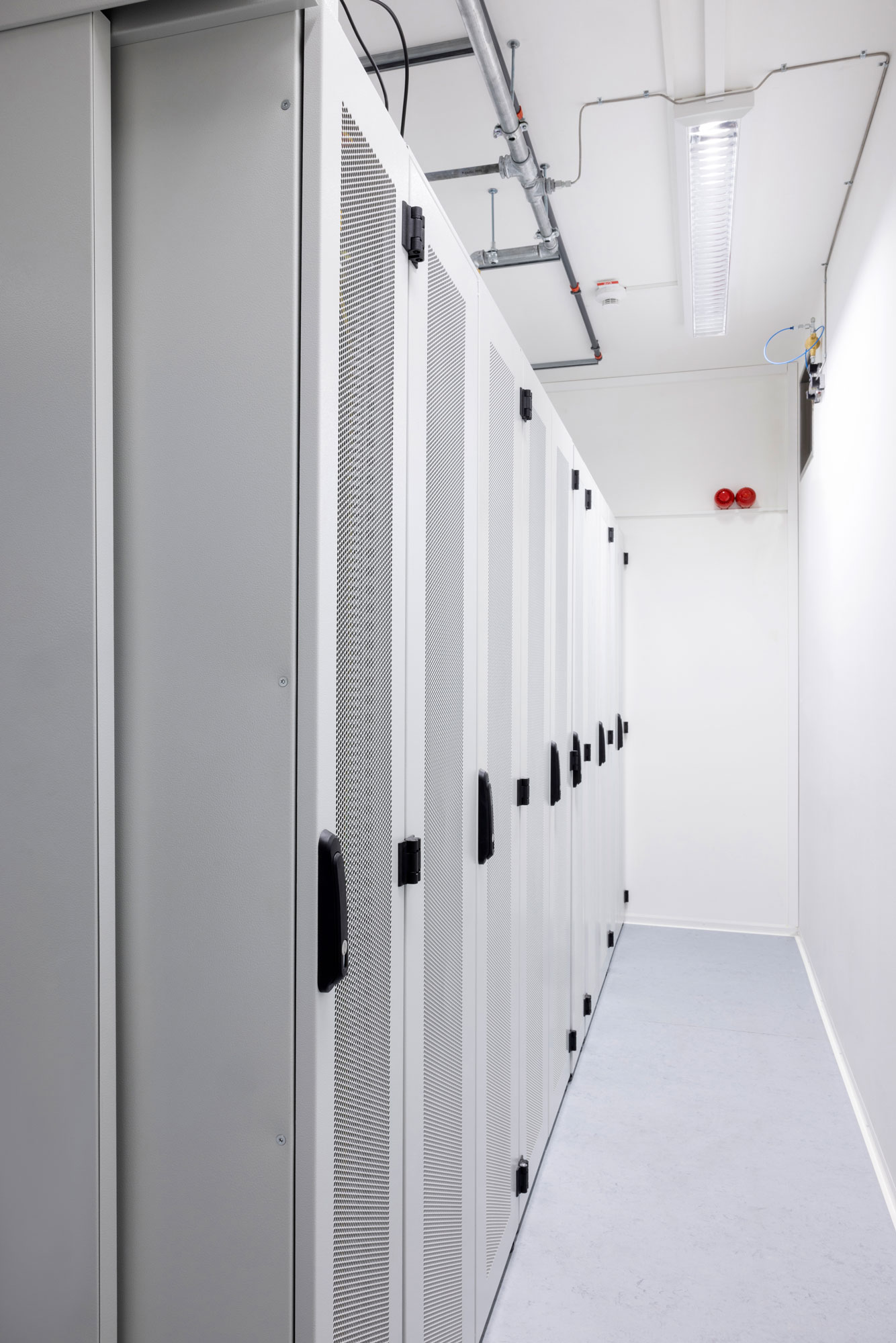 server aisle and server cabinets