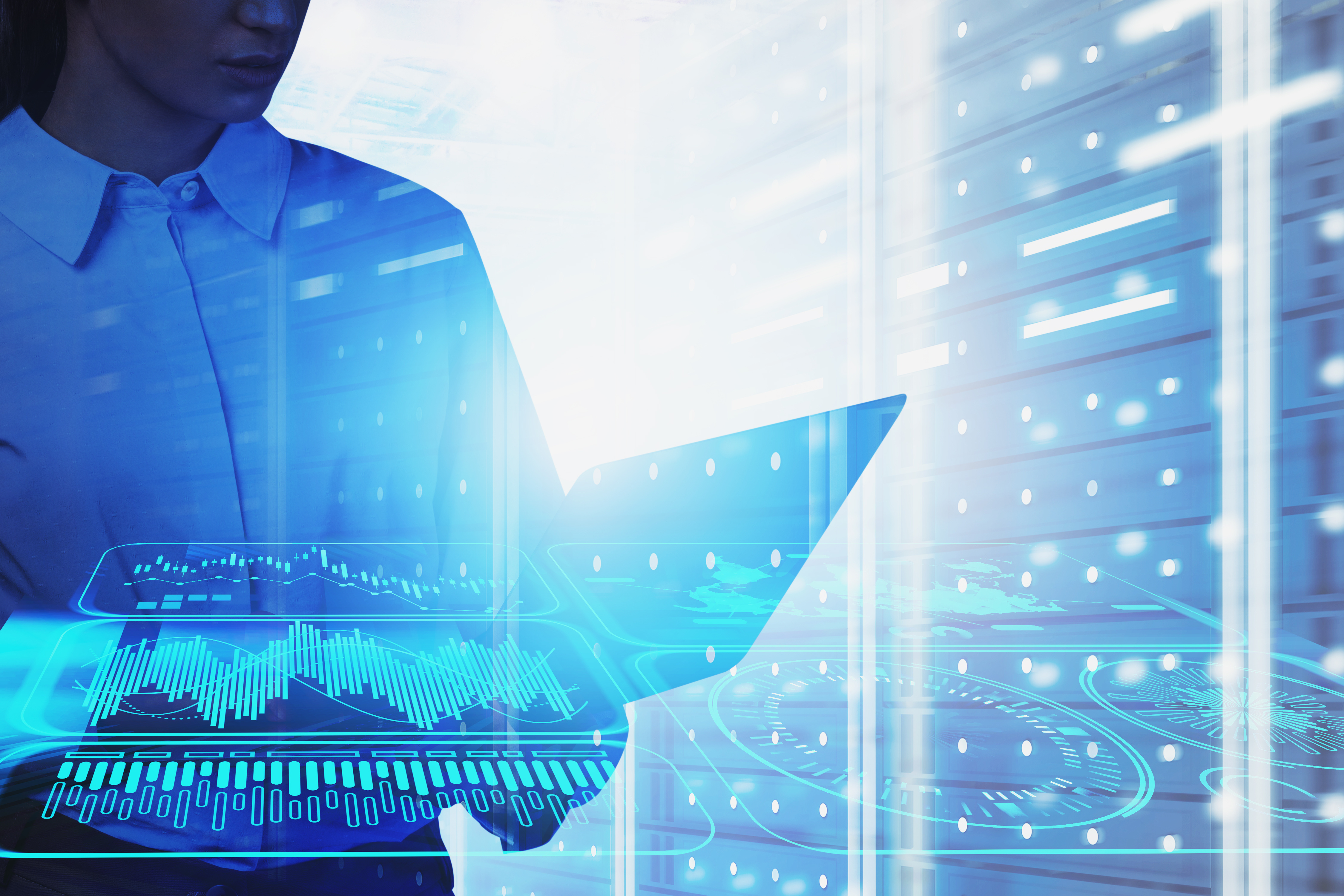 Abstraktes Bild mit Computer und Daten im Rechenzentrum